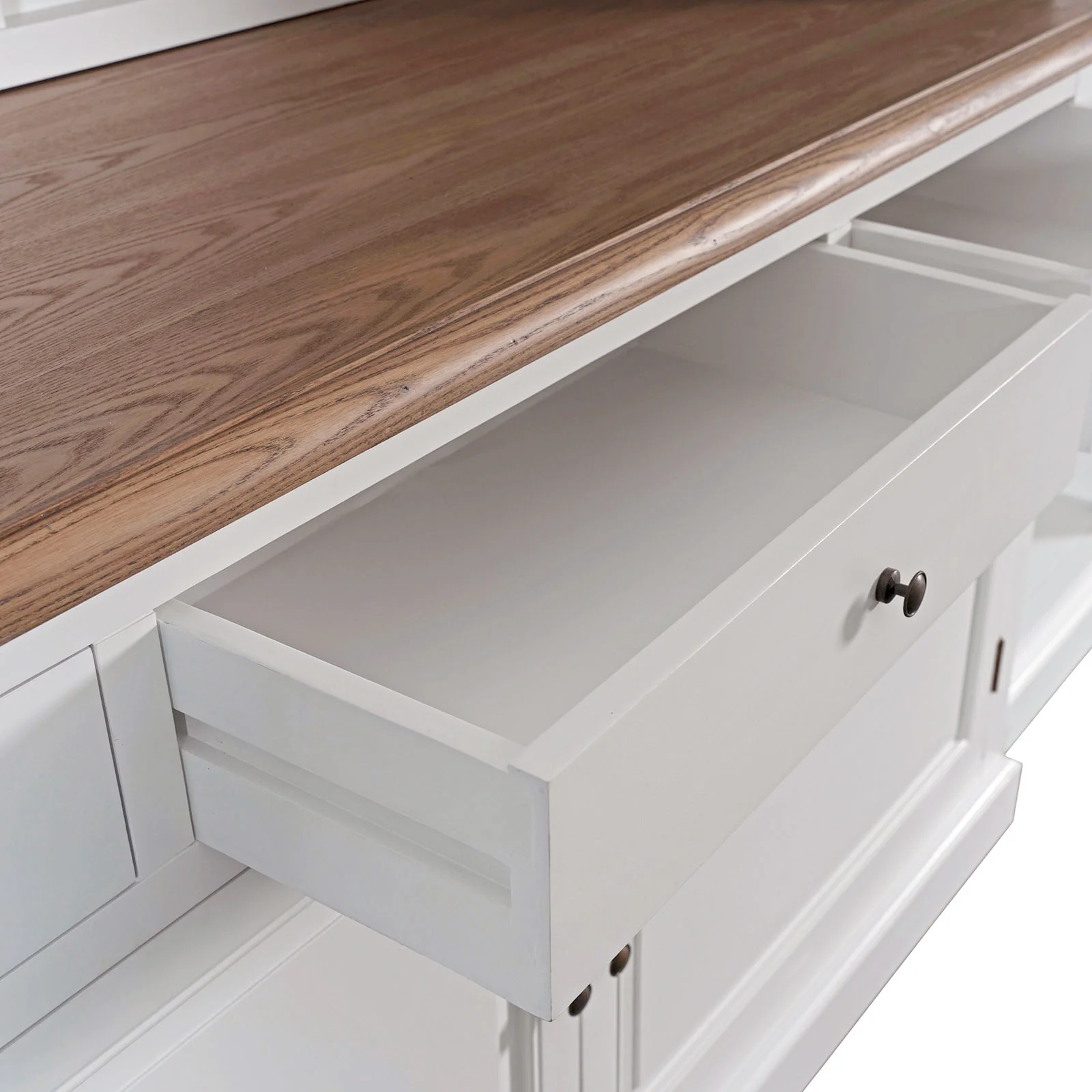 Hamptons Sorrento Buffet Sideboard Glass Hutch Open Bookcase - Image 29