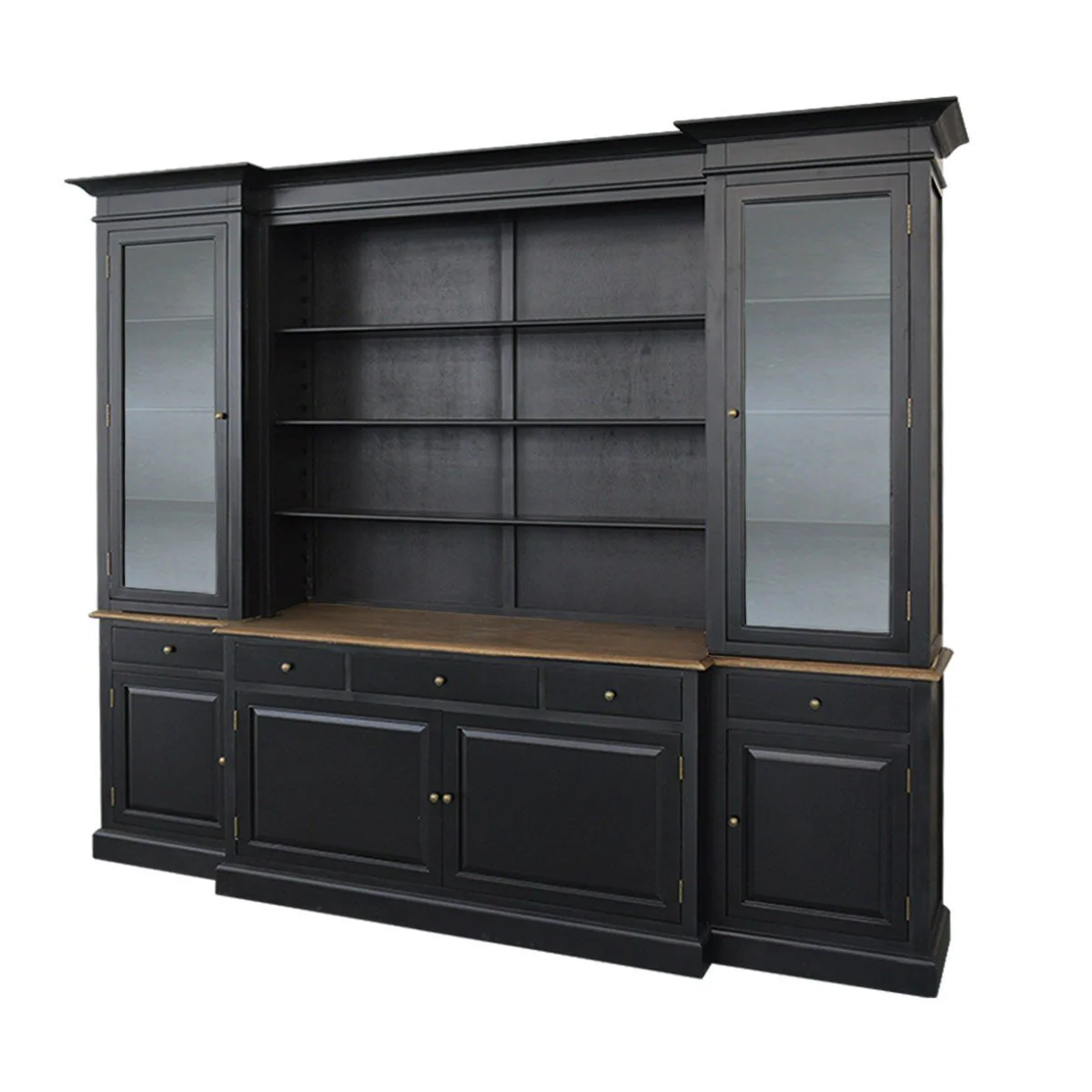 Hamptons Sorrento Buffet Sideboard Glass Hutch Open Bookcase - Image 4