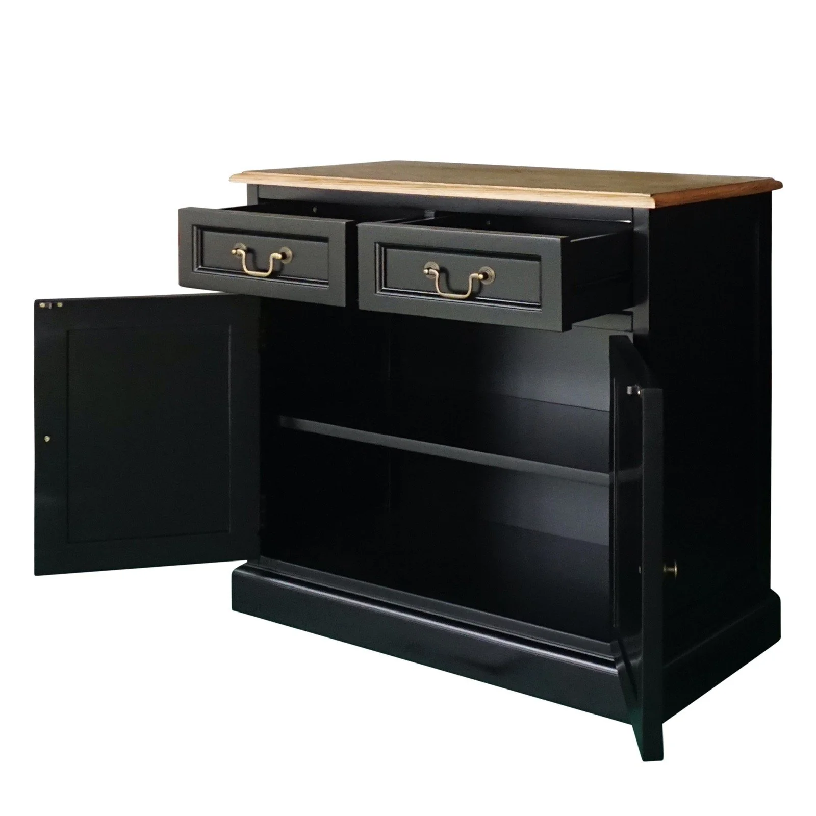 Hamptons Sorrento 2-Drawer Storage Cupboard Cabinet Natural Top - Image 12