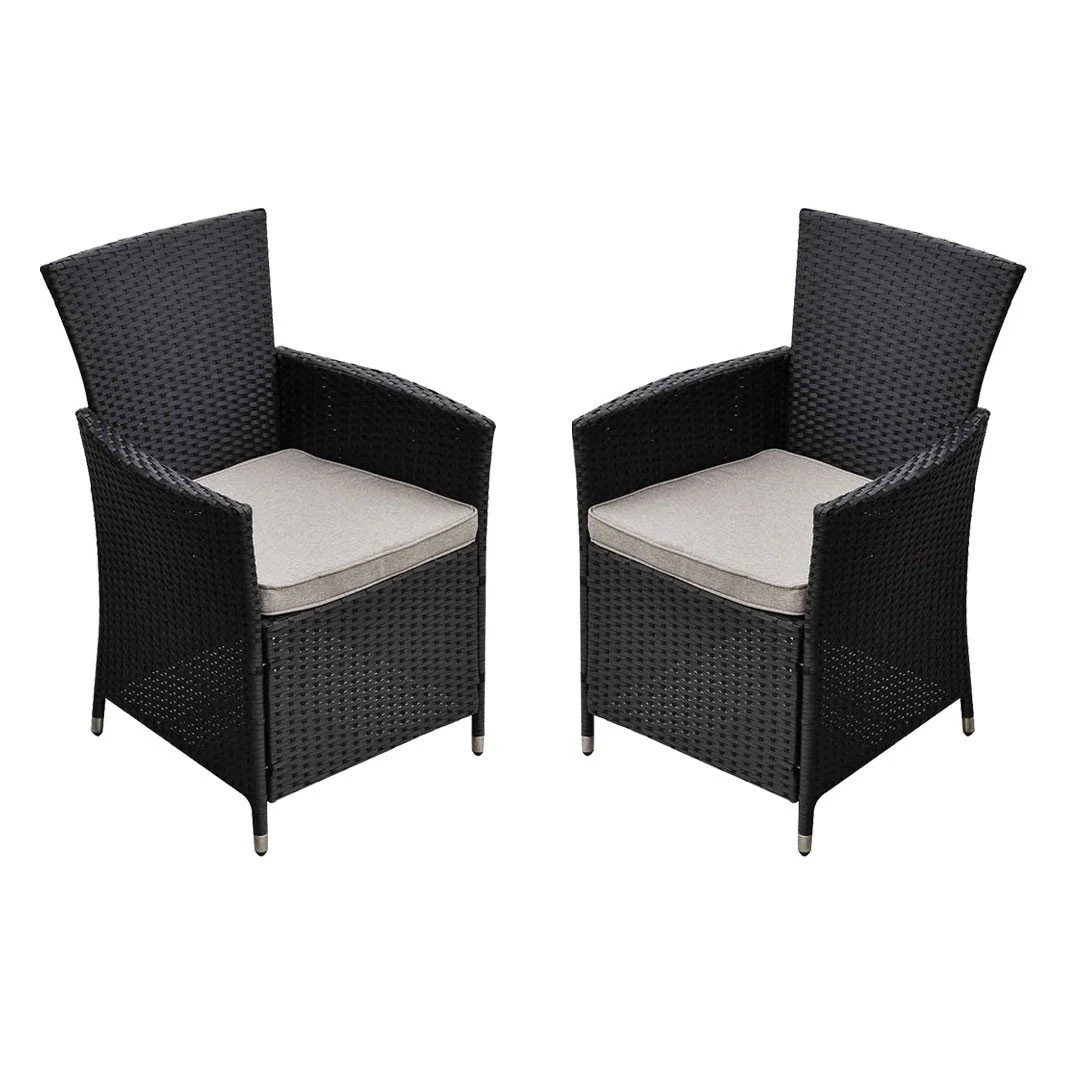 Malibu Set of 2 Outdoor Dining Chairs Furniture Rattan Steel Frame - Image 12