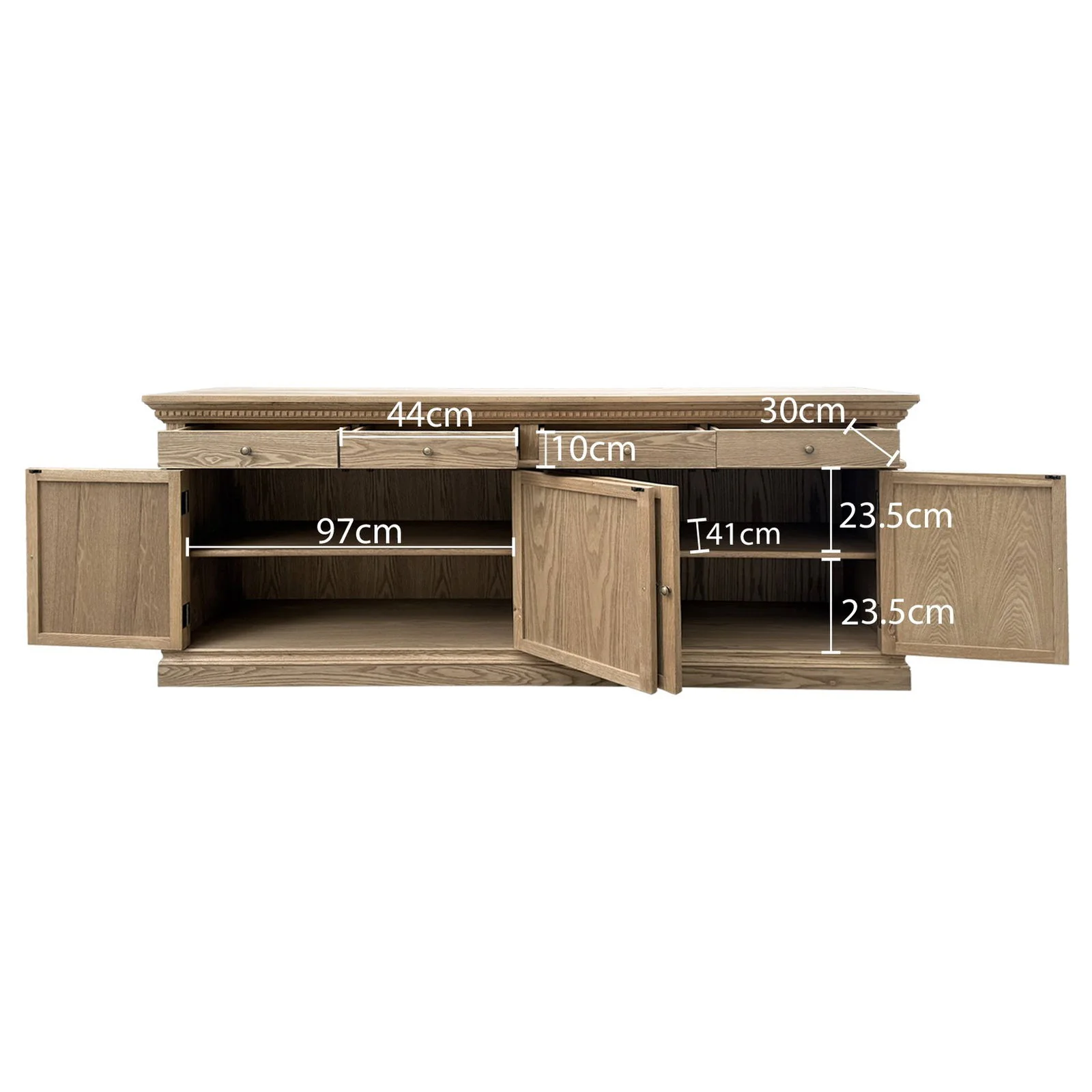 New England Hamptons 4 Drawers 4 Doors Sideboard Buffet & Console Cabinet - Image 4