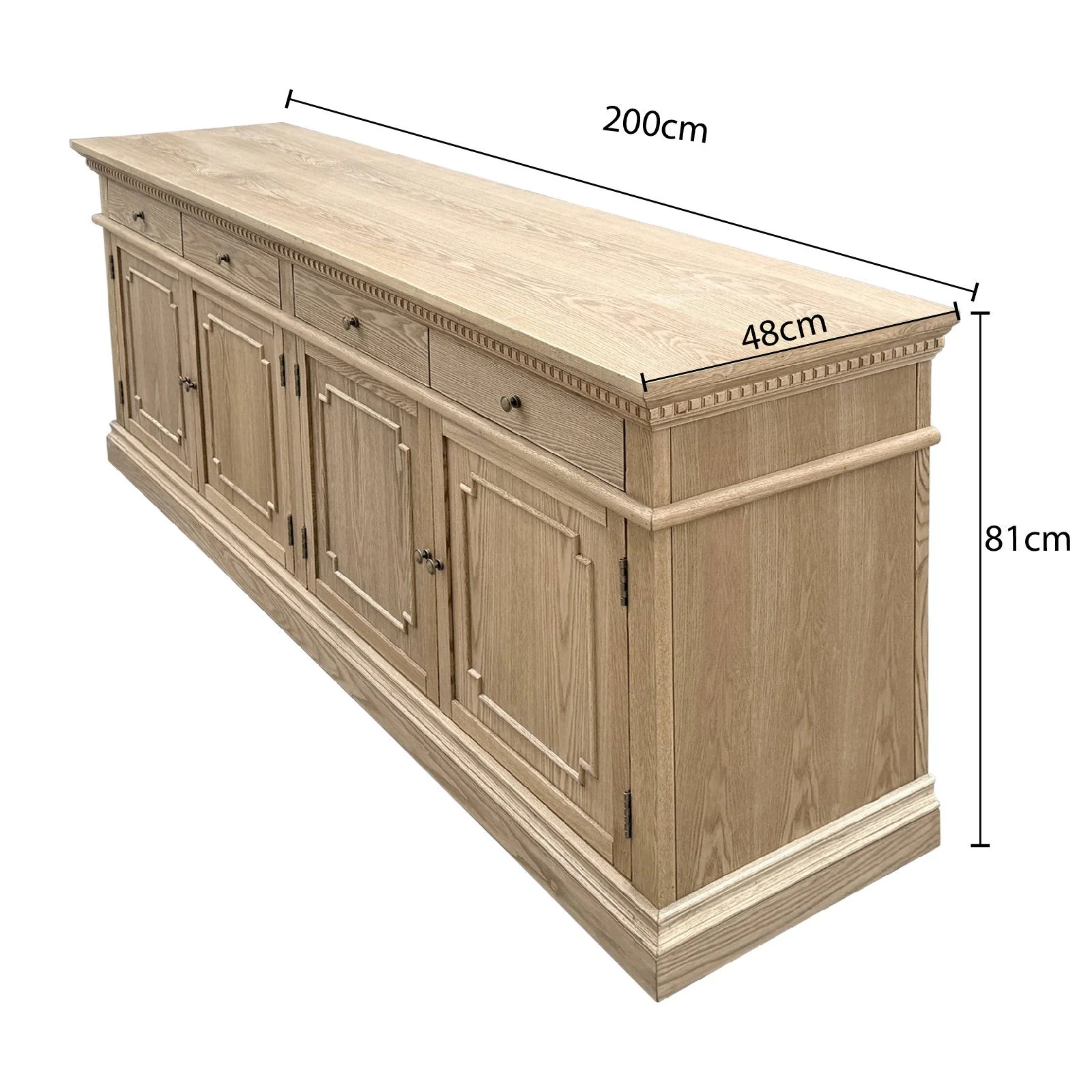 New England Hamptons 4 Drawers 4 Doors Sideboard Buffet & Console Cabinet - Image 5