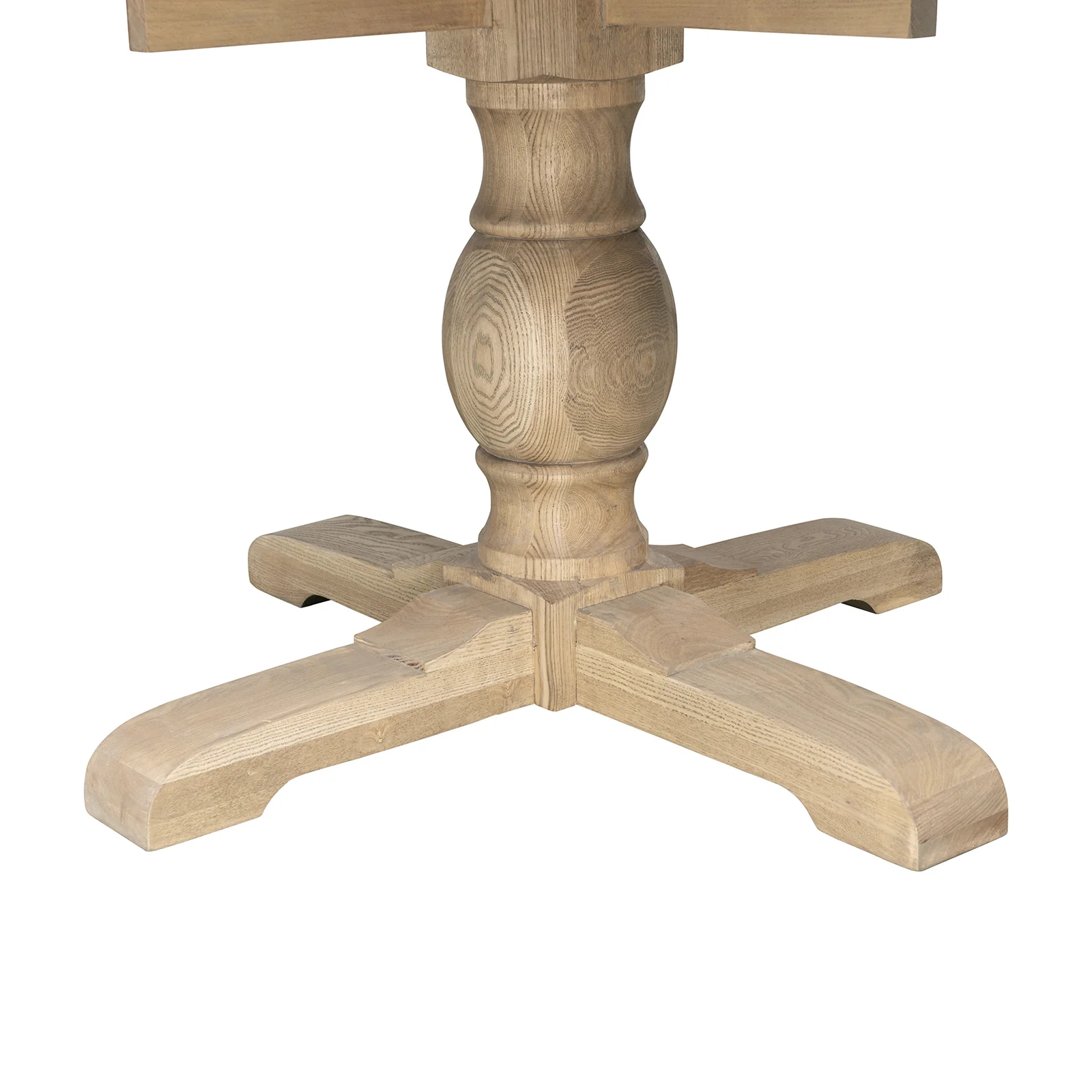 New England Hamptons Round Dining Table with Dentil Molding in Natural Ash Pedestal Base 150cm-190cm - Image 17