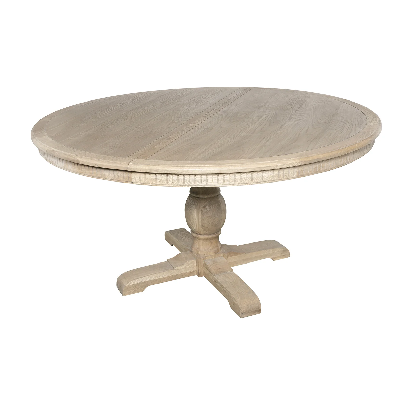 New England Hamptons Round Dining Table with Dentil Molding in Natural Ash Pedestal Base 150cm-190cm - Image 20