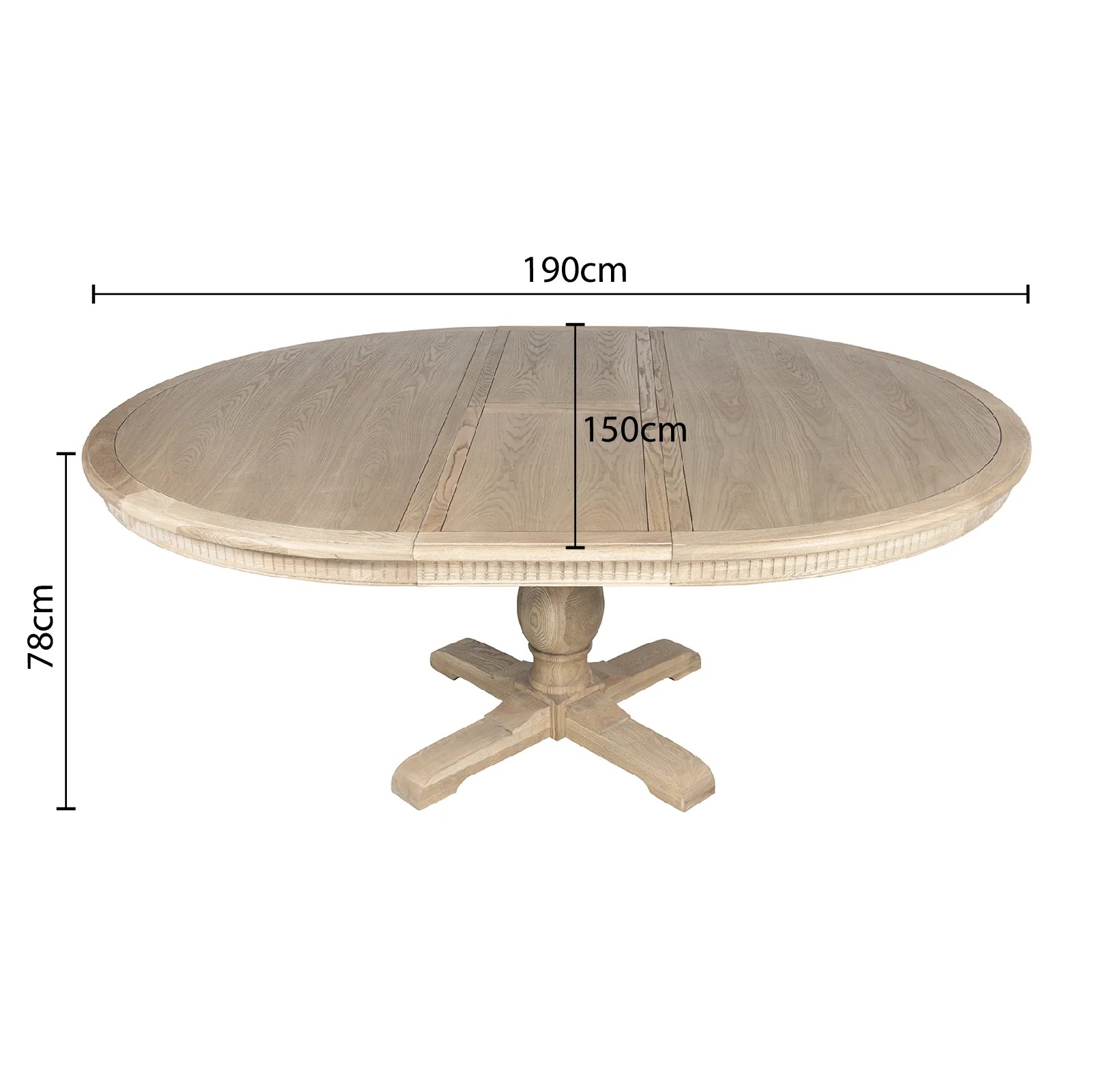 New England Hamptons Round Dining Table with Dentil Molding in Natural Ash Pedestal Base 150cm-190cm - Image 23