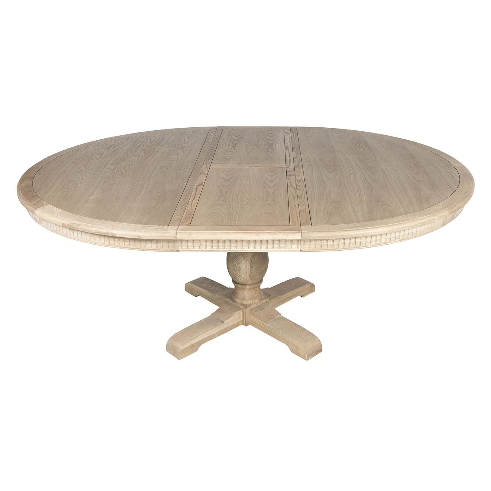 New England Hamptons Round Dining Table with Dentil Molding in Natural Ash Pedestal Base 150cm-190cm - Image 9