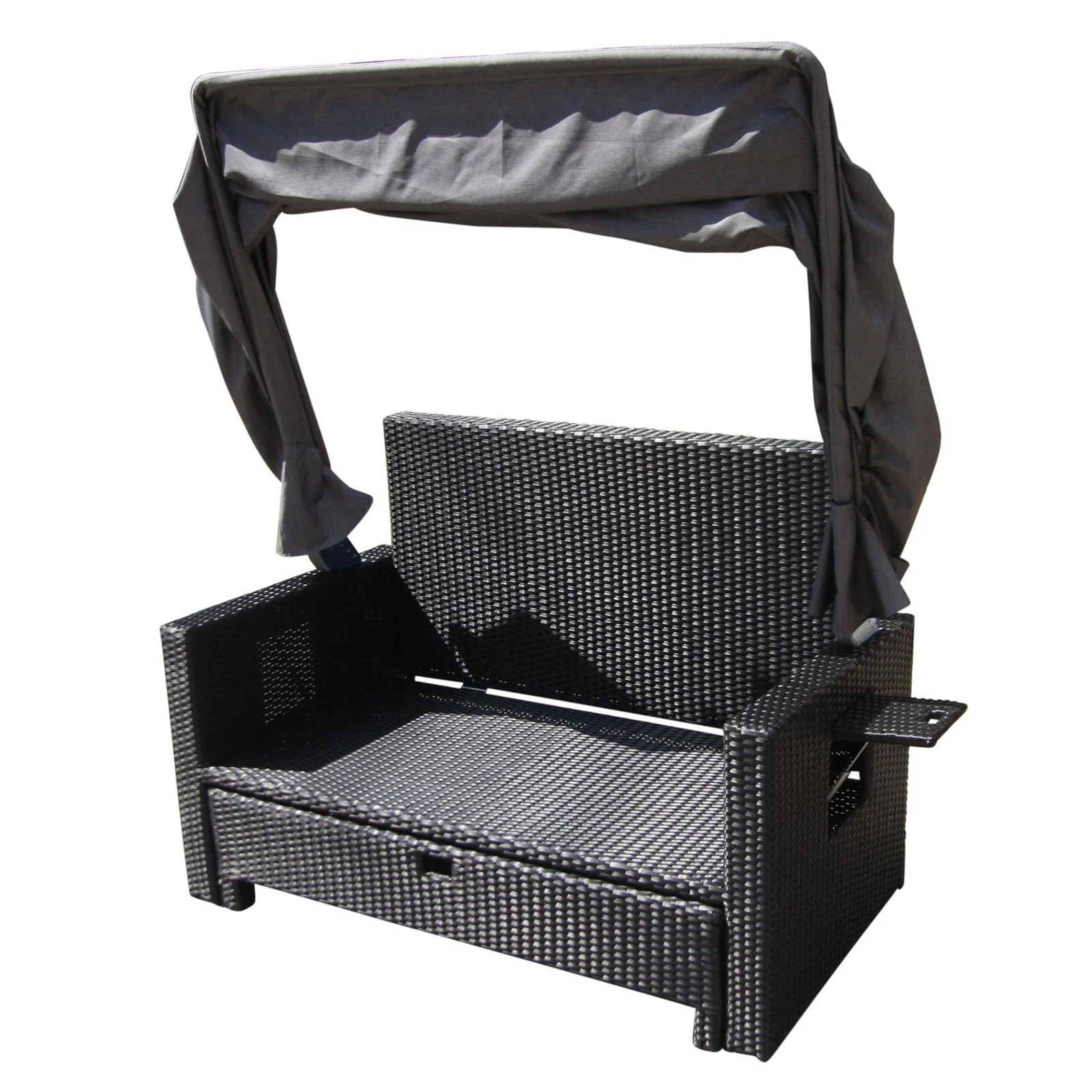 Outdoor Living Fiji Wicker Rattan Canopy Sofa Bed Sun Lounger with cushions - Image 10