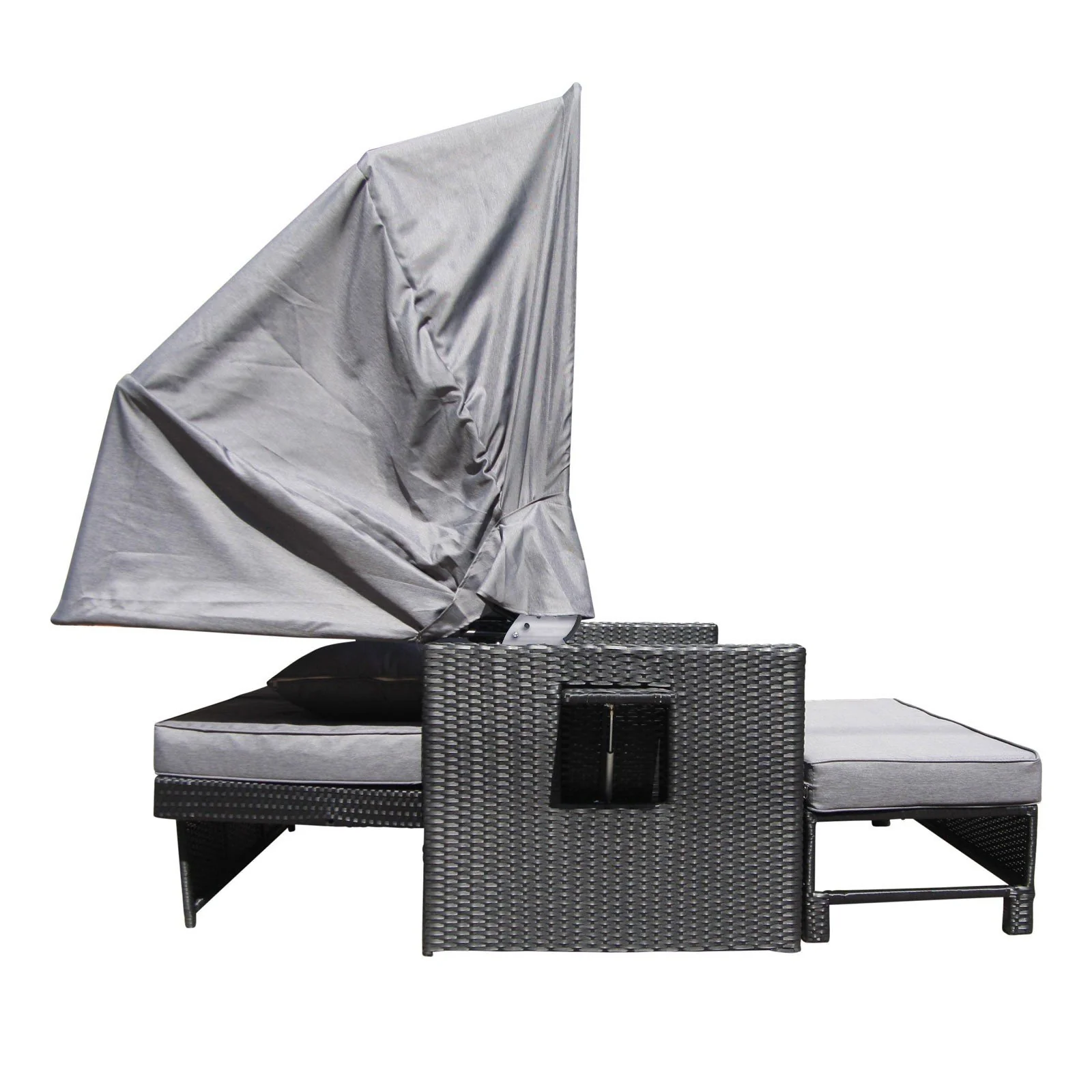 Outdoor Living Fiji Wicker Rattan Canopy Sofa Bed Sun Lounger with cushions - Image 4