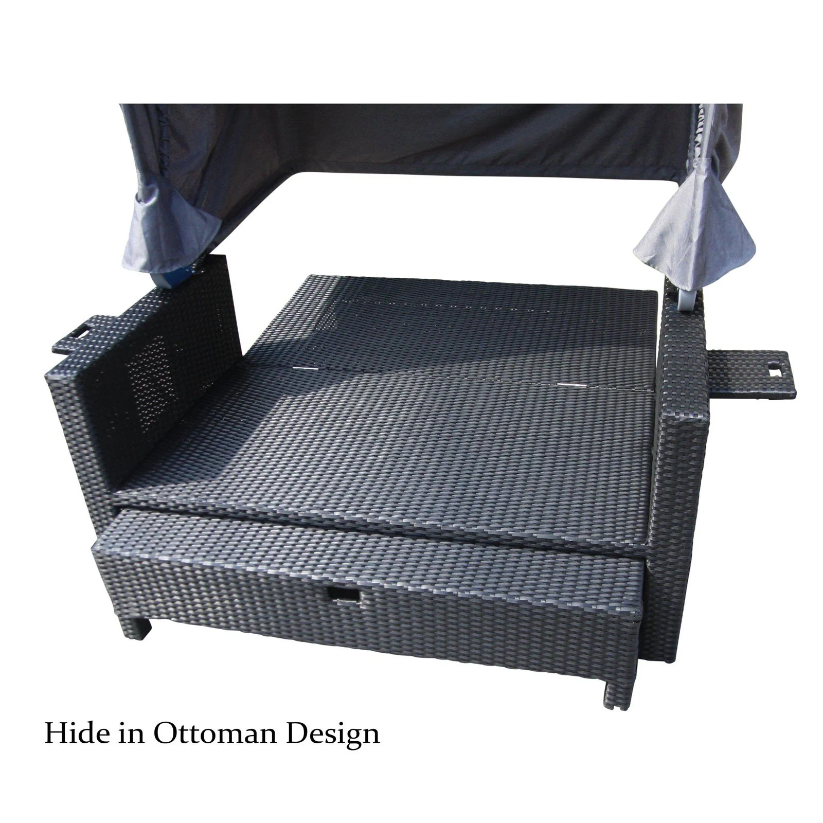 Outdoor Living Fiji Wicker Rattan Canopy Sofa Bed Sun Lounger with cushions - Image 6