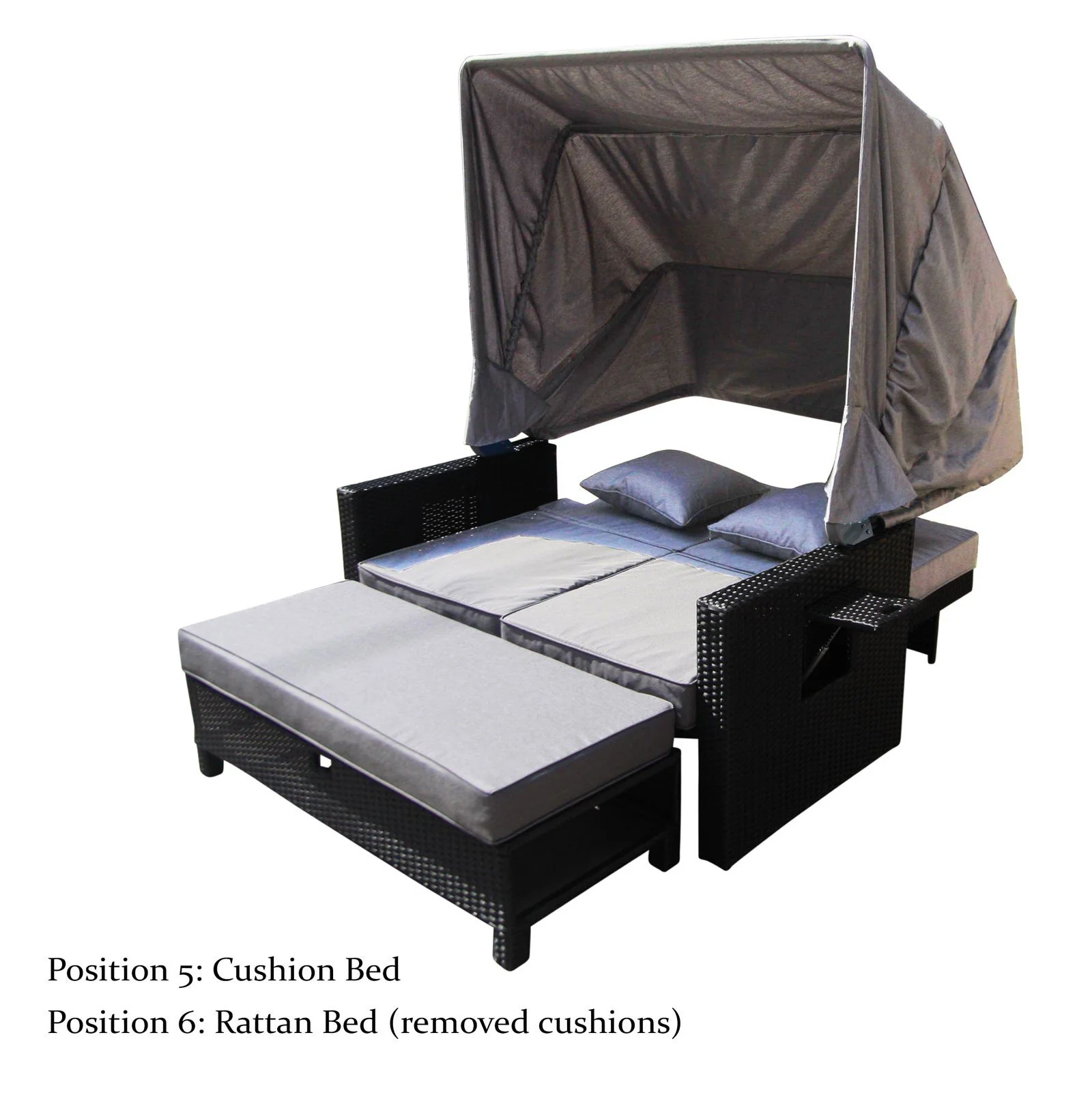 Outdoor Living Fiji Wicker Rattan Canopy Sofa Bed Sun Lounger with cushions - Image 7