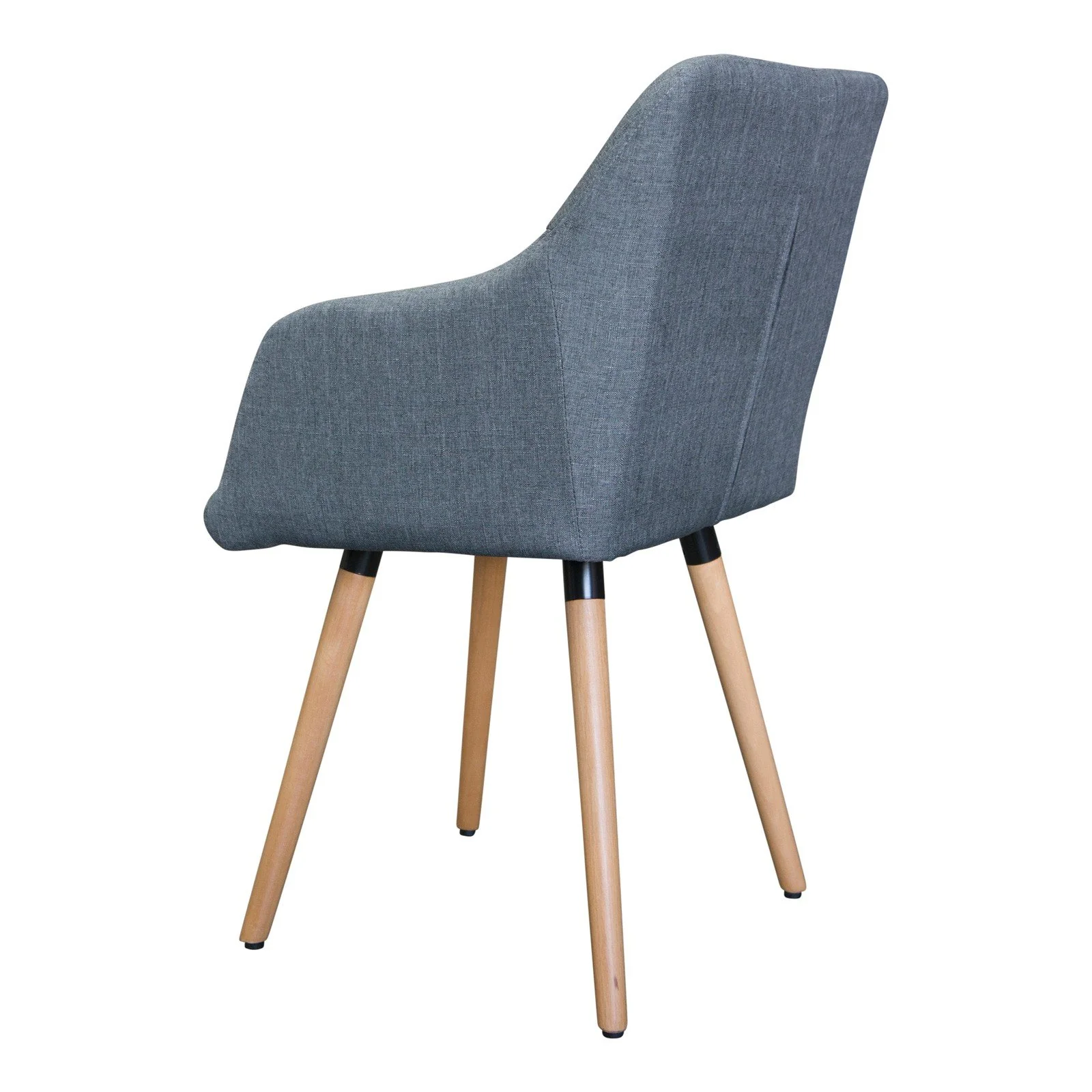 Set of 2 Upholstered Modern Fabric Dining Arm Chairs Grey - Image 4
