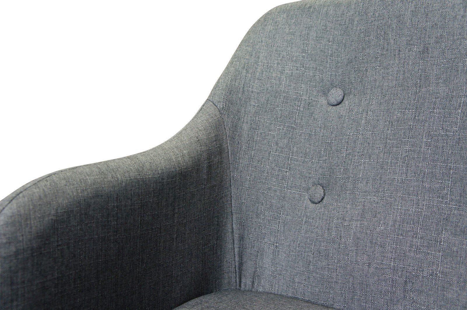 Set of 2 Upholstered Modern Fabric Dining Arm Chairs Grey - Image 6