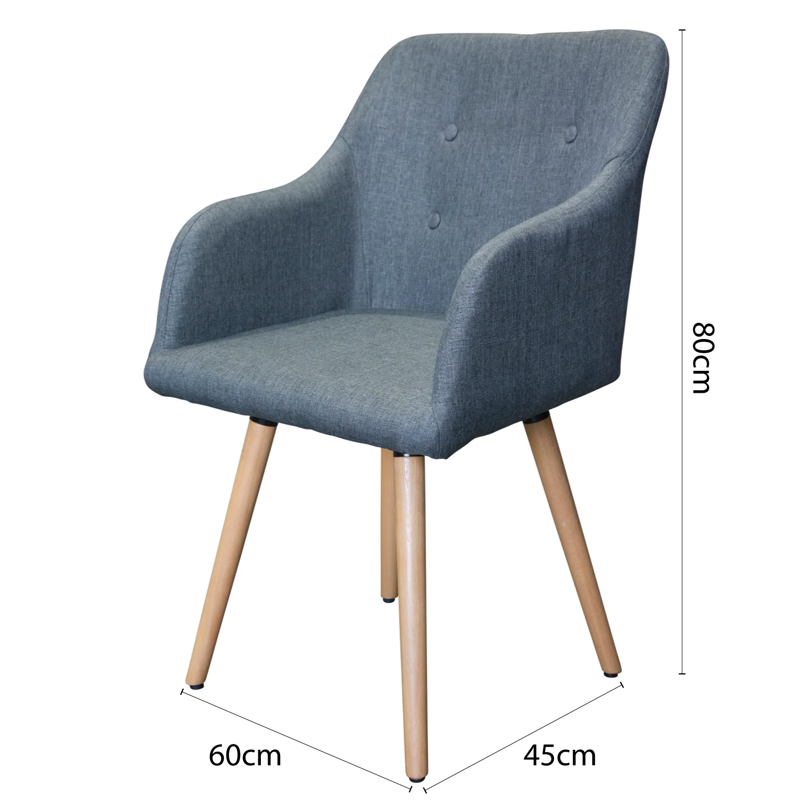 Set of 2 Upholstered Modern Fabric Dining Arm Chairs Grey - Image 8