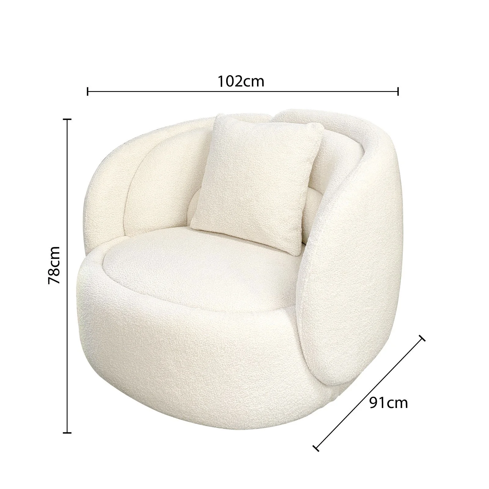 Tulip Blossom Boucle Swivel Lounge Armchair - Image 14