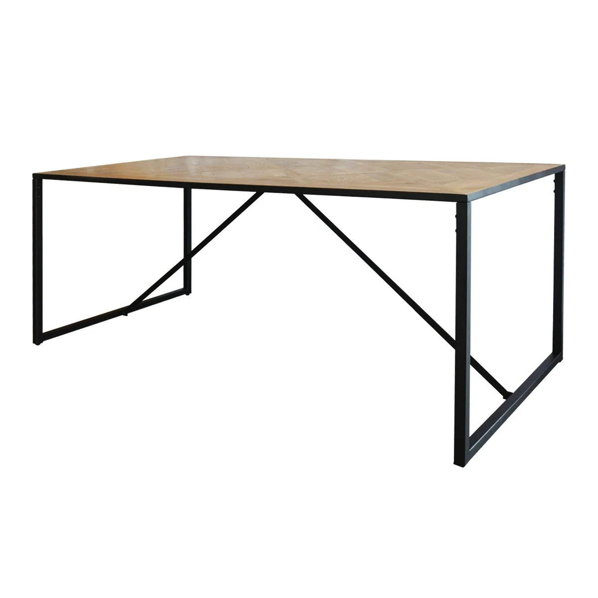 Urban Living Style Loft Parquet Oak Trestle Dining Table - Image 3