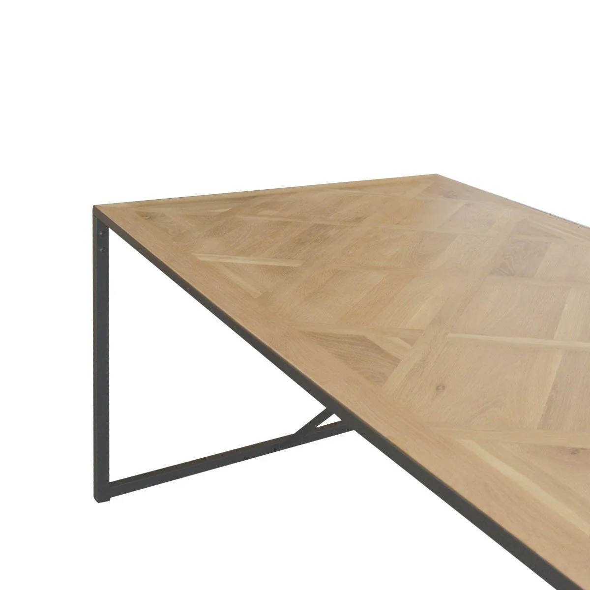 Urban Living Style Loft Parquet Oak Trestle Dining Table - Image 4
