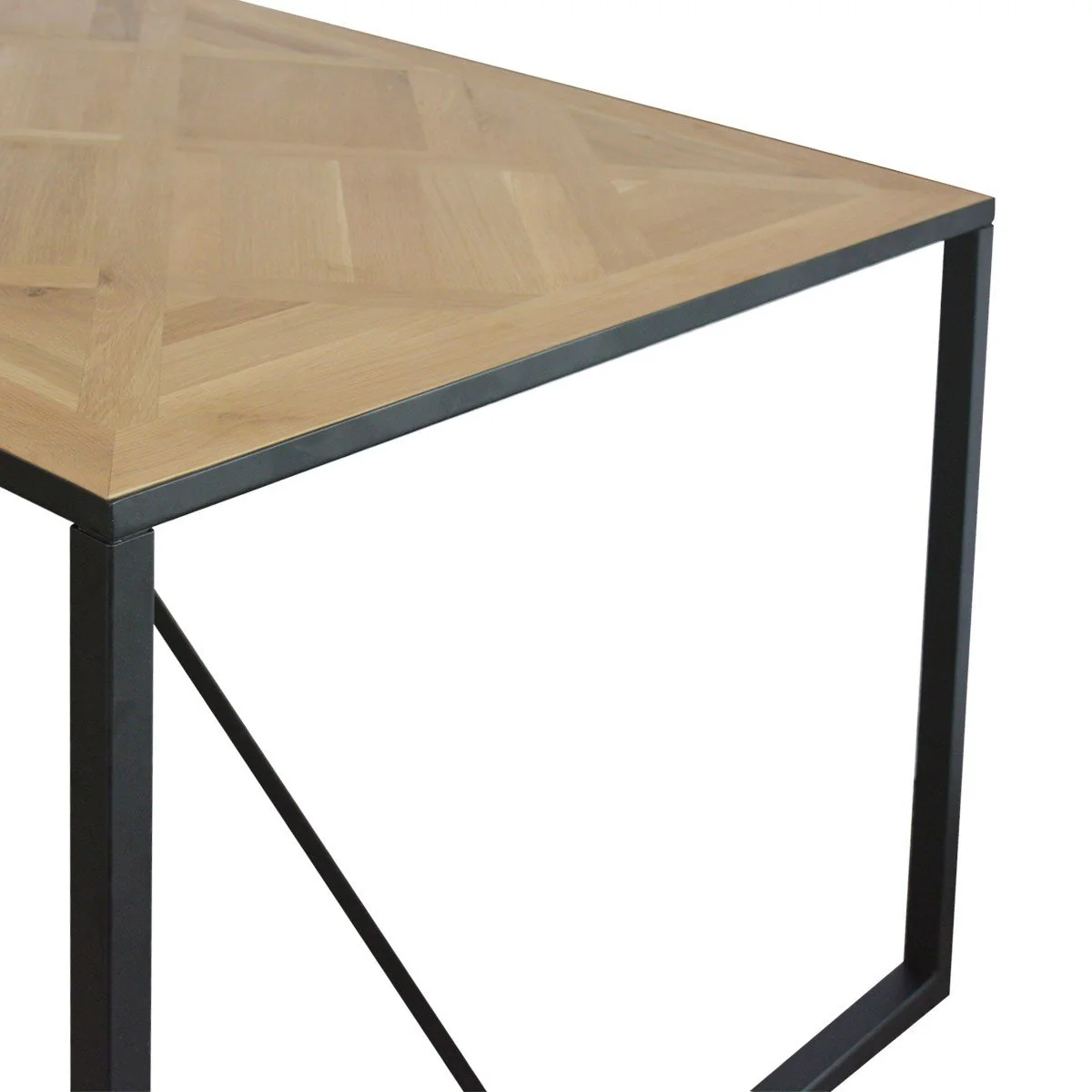Urban Living Style Loft Parquet Oak Trestle Dining Table - Image 5