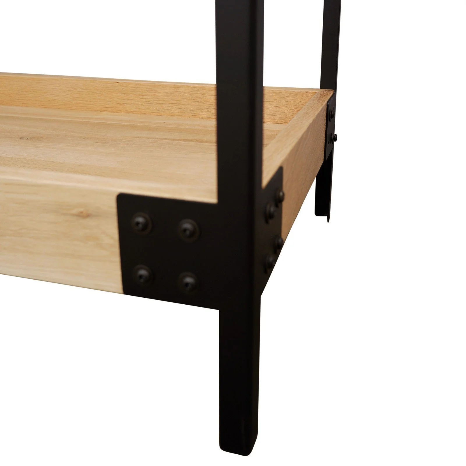 Urban Living Style Loft Two-Tier Solid Oak Timber Console Table with Black Metal Frame - Image 12