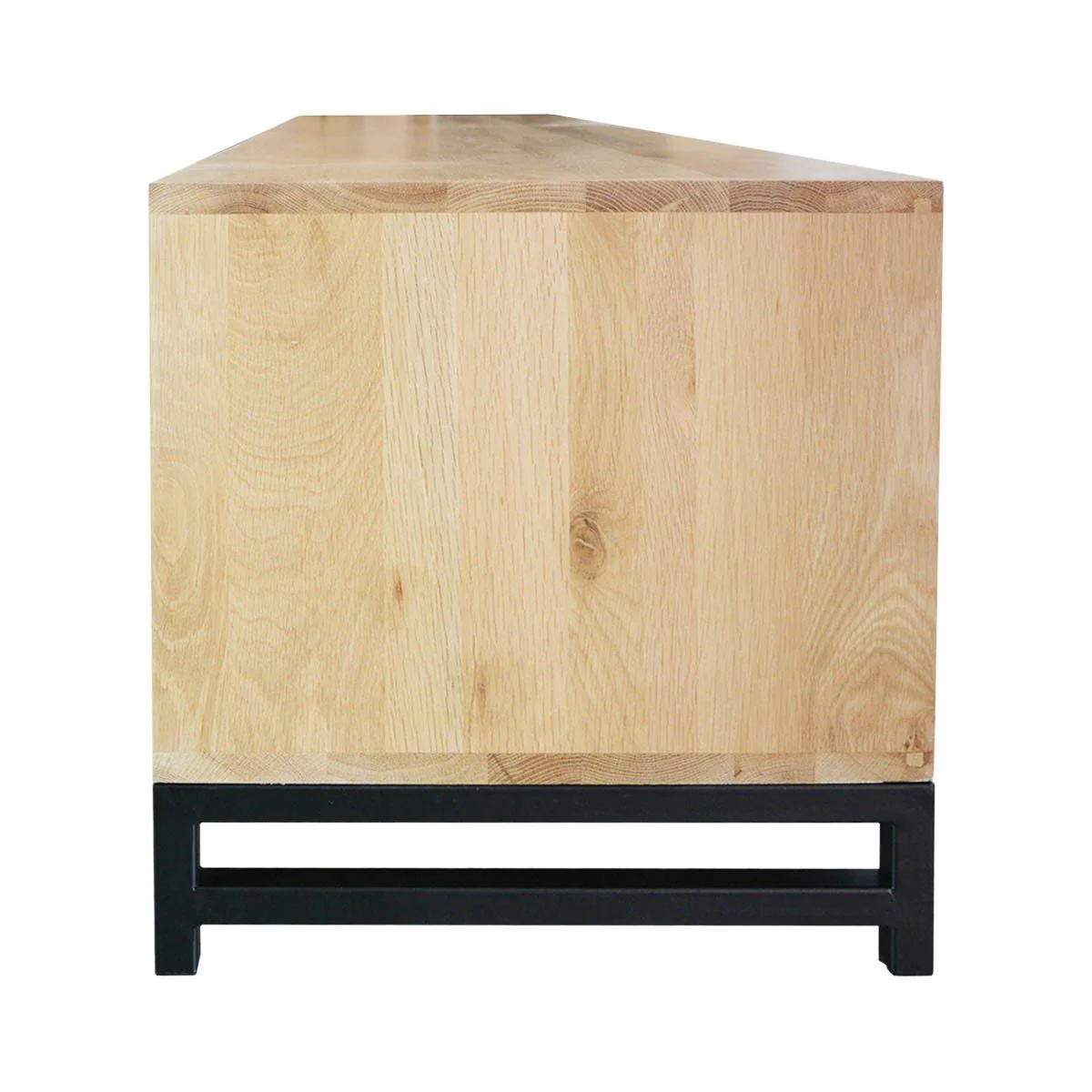 Urban Living Style Wooden TV Entertainment Unit with Iron Base, Open Shelving and Cabinet Storage - Image 4