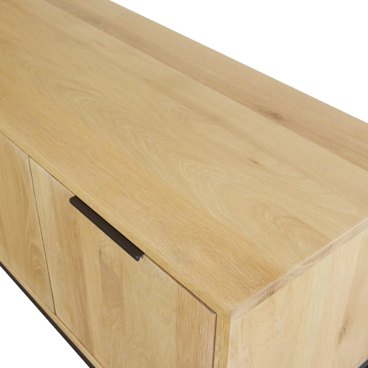 Urban Living Style Wooden TV Entertainment Unit with Iron Base, Open Shelving and Cabinet Storage - Image 5
