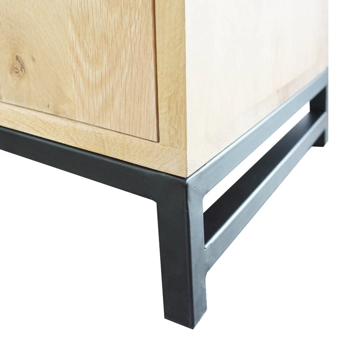 Urban Living Style Wooden TV Entertainment Unit with Iron Base, Open Shelving and Cabinet Storage - Image 9